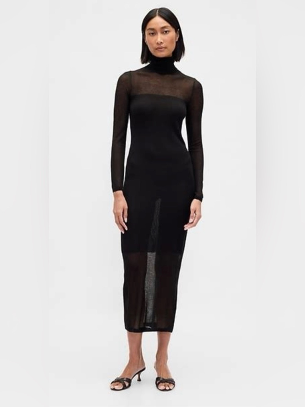 Gap Sheer Turtleneck Maxi Sweater dress.  True Black. Small. 843993